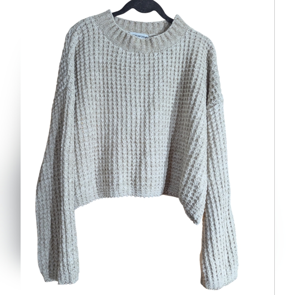 🤍 Cotton Emporium Textured Cropped Sweater – Size L - Picture 3 of 6